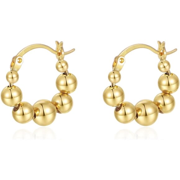 Women's 18K Gold-plated Zircon Earrings Hoop Dangle Pearls Earring Silver Gold - Picture 2 of 8